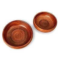 Set of 2 Wooden Serving Bowls-9" Large Wooden Fruit Bowl & 8" Wood Salad Dish Serving Bowl