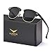 LUENX Men Women Semi Rimless Polarized Sunglasses:UV 400 Protection 51MM with Case (23 Black(Matte Frame)/Non-mirror, 51)