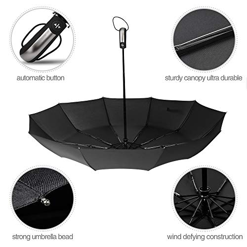 image for Umbrella Mixigoo Windproof Travel Umbrella Auto Open Close 10 Ribs Fol
