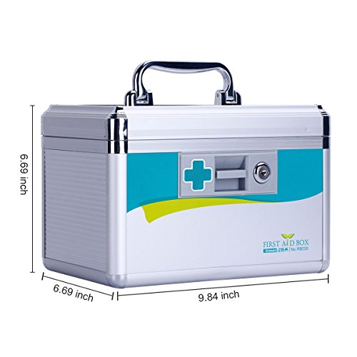 AZDENT Portable Medicine 10×6.6×6.6 inch First Aid Medicine Box