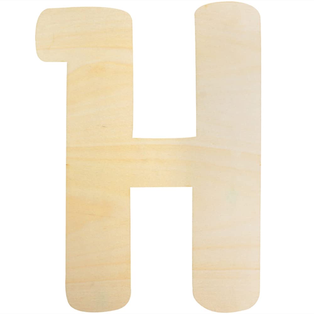 Large Wooden Letters 12 Inch, Unfinished 30cm Wooden Letter H for Crafts Children's Names Capital Alphabet 5mm Thick Wood Letters for Nursery Decor Wall Art Hanging Home Painting