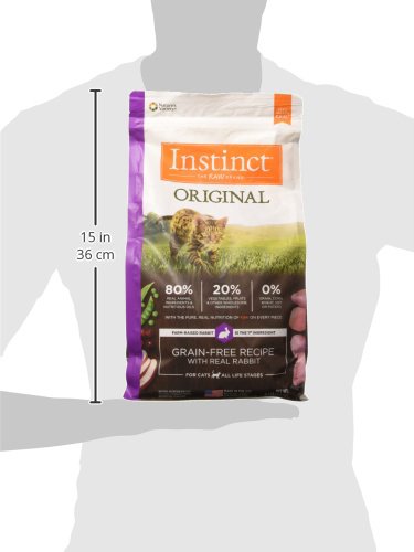 INSTINCT ORIGINAL DRY CAT FOOD, RAW COATED KIBBLE, HIGH PROTEIN, GRAIN FREE RECIPE – REAL RABBIT, 4.5 LB. BAG