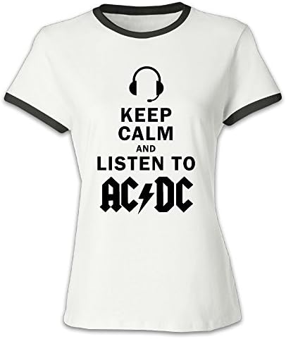 Women's Keep Calm And Listen To ACDC Baseball Tee Shirt Black