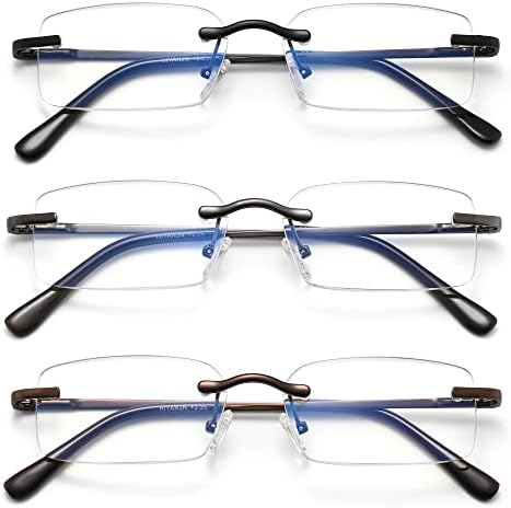 HIYANJN Frameless Reading Glasses Blue Light Blocking Rimless