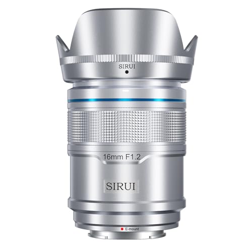 SIRUI Sniper 16mm Autofokus Objektiv, F1.2 Weitwinkel APS-C Kameraobjektiv, E Mount Objektiv für A6400, A6700, ZV-E10, FX3/30(E-Mount, Silver)