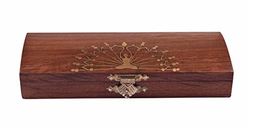Acupressure Kit in a rosewood Wooden box with beautiful design inlaid in brass on it. The kit has 3 acupressure tools. 1. Probe Acupressure Brass Diagnostic Roller 2. Brass probe 3. Jimmy Ring - Thumbnail 3