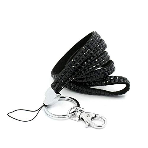 SUPERTOOL Lanyard Strap, Bling Diamante Rhinestone (Breakaway) Lanyards, for ID Card & Key Badge Holder, Phone Cases, USB Holder, Memory Stick Holder, 8 Colours (1 Pack, Black)