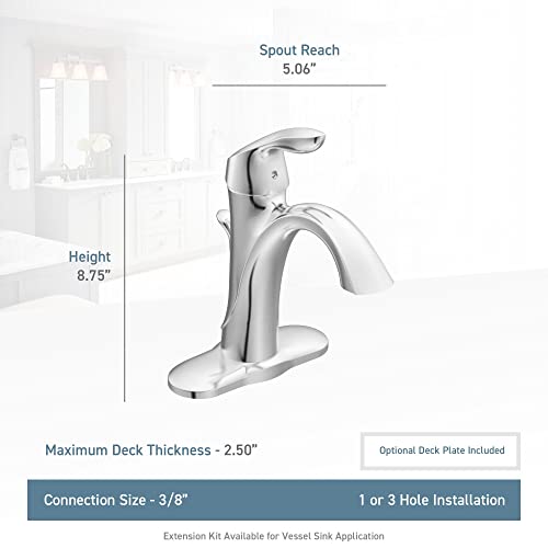 Moen Eva Brushed Nickel OneHandle High Arc Bathroom Faucet, 6400BN