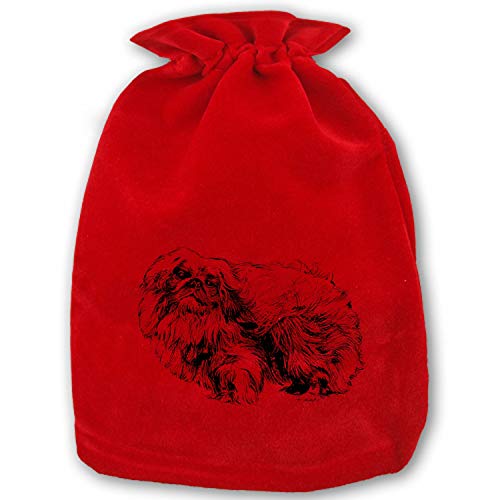 Pekingese Dog Fluffy Small Santa Sack Bags, Christmas Drawstring Goodie Bags