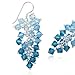 925 Sterling Silver Blue Faceted Crystal Beads Dangle Hook Earrings