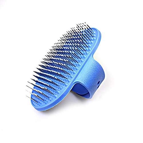 Bahob® Pet Grooming Brush Dog Cat Silicone Based Natural Bristle Brush With Hand Wrap 13cm,Grooming Massage Short or Long Hair (Blue)