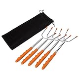Marshmallow Roasting Sticks,Nuoe Telescoping Rotating Forks 45'' Extendable For Kids Camping Campfire Fire Pit Bonfire,Hot Dog Smores Forks (Pack Of 5)