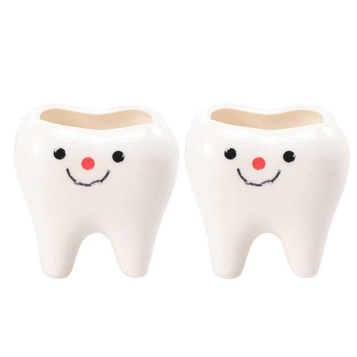 Photo 1 of Amosfun Mini Tooth Shaped Ceramic Flower Pots - Succulent Planters Pencil Holders Makeup Brush Storage Stand for Bedroom Living Room Decoration