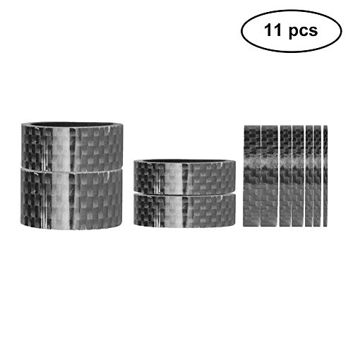 BMX Headset Spacers Carbon Fiber Headset Spacers Mountain Bike Stem Spacers for Most Bicycle, Road Bike, MTB, BMX, Fixie Gear, Cycling. (1/2/3/5/10/15/20mm, 7 Size, 11Pcs)