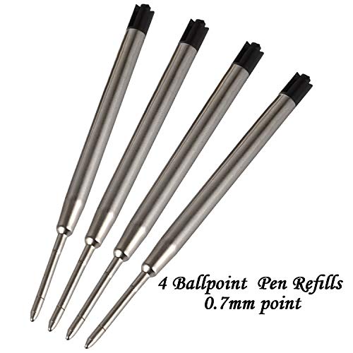 Zutan Luxury Ballpoint Pen Refills - 0.7 mm Elegant Black ink refills for Black and Silver, Leather Stitched and Silver Ballpoint Pen (Pack of 4) - Thumbnail 4