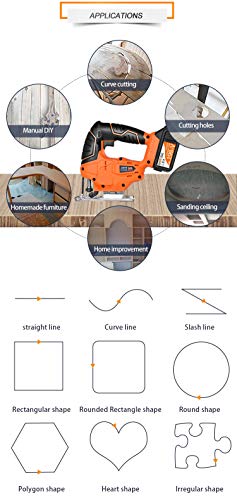 WUAZ Stichsäge Handbuch 6 Variable Speed, Elektrosäge Mit 10 Stück Klingen, Metall-Lineal, Schraubwerkzeug Jigsaw Power… – Bild 8
