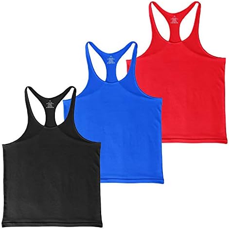 Alivegear Men's Stringer Bodybuilding Gym Tank Tops Y Back Cotton 2 cm Shoulder Strap