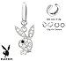 NEW STYLE Fake Belly Navel No piercing needed Clip on Officially Licensed Clear cz Playboy Bunny w/ Black eye rabbit dangle Ring
