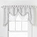 GoodGram Ultra Elegant Clipped Jacquard Georgette Fringed Window Valance with an Attached Sheer Swag Assorted Colors (White)