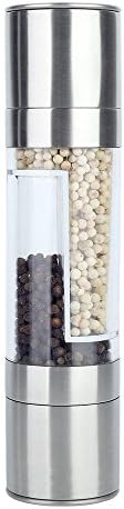 Foedo Salt and Pepper Shaker/Grinder/Mill Set, 2 in 1 Premium Quality Stainless Steel Salt and Pepper Mill Set with Adjustable Ceramic Grinding Mechanism, Perfect for Home Kitchen