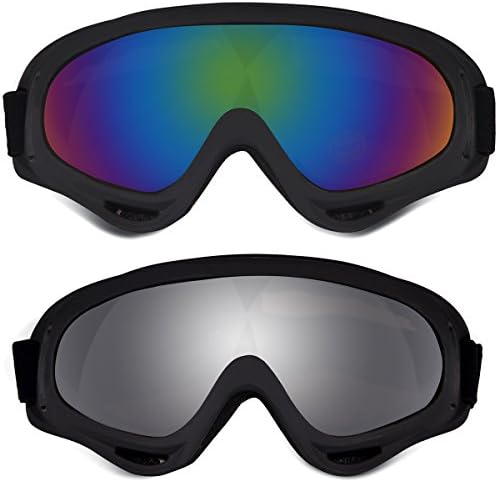 Ski Goggles 2 Pack, OutsideToe Snowboard Goggles for Kids Boys Girls Youth Men Women, with 100% UV400 Protection, Wind Resistance, Anti-Glare Lens (Include Cleaning Cloth)