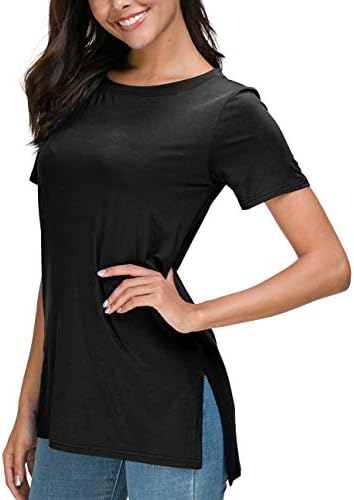 Herou Summer Tops for Womens Short Sleeve T-Shirts Tees Blouses with Side Split