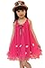 Kids Girls A-line Tulle Dress Sleeveless Sundress Bow Floral Skirt (6-7 Years, Rose Red)