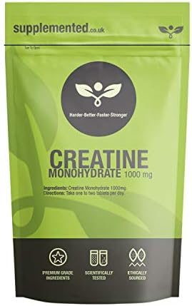 Creatine Monohydrate 180 Tablets 1000mg Supplement UK Made. Pharmaceutical Grade