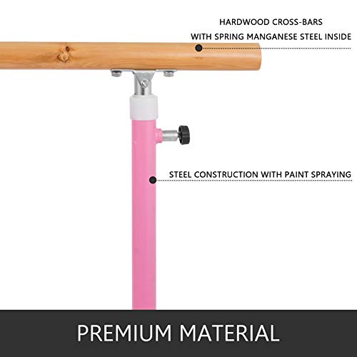 Popsport Ballet Barre Dance Barre Fitness Ballet Bar Portable Freestanding Heavy Duty Dancing Stretching Ballet Barre Portable for Home(5FT,Pink)