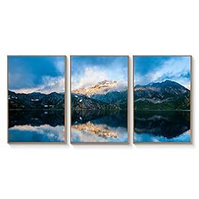 Framed Canvas Wall Art for Living Room, Bedroom Mountain Views on Bright Day Canvas Prints for Home Decoration Ready to Hang - 16"x24"x3 Panels