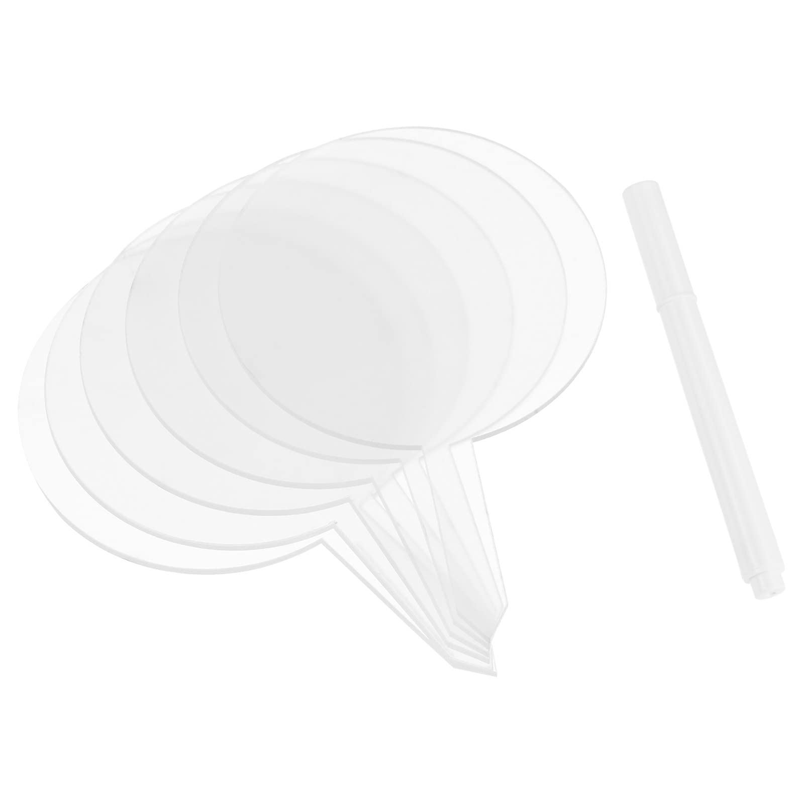 PATIKIL Acrylic Plant Tag Set, 12 Pack Reusable Round Garden Herb Name Label with Whiteboard Pen for Outdoor Patio Flower Grass Bonsai Potting, Transparent