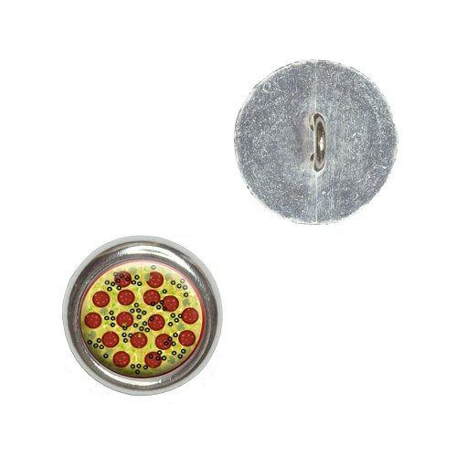 Pizza Pepperoni Olives Mushrooms Metal Craft Sewing Novelty Buttons - Set of 4