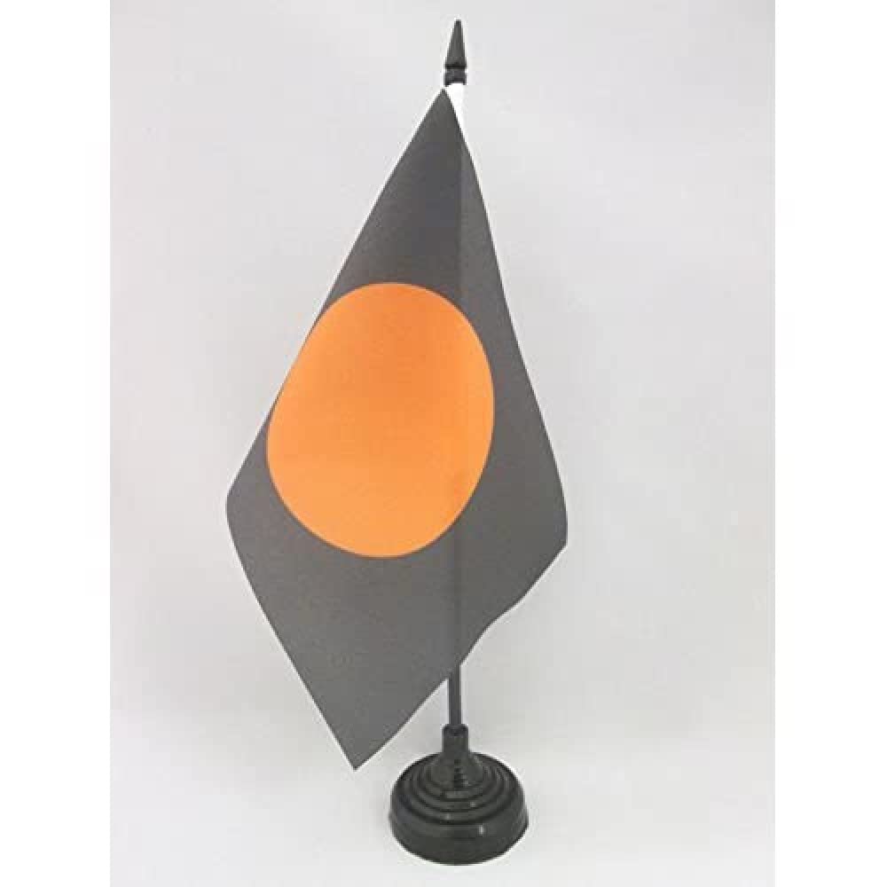 AZ FLAG Black with Orange Circle Table Flag 5'' x 8'' - race officer Office Decoration 100% Polyester 21 x 14 cm - Mini Desk Flag with Pole and Black Plastic Base