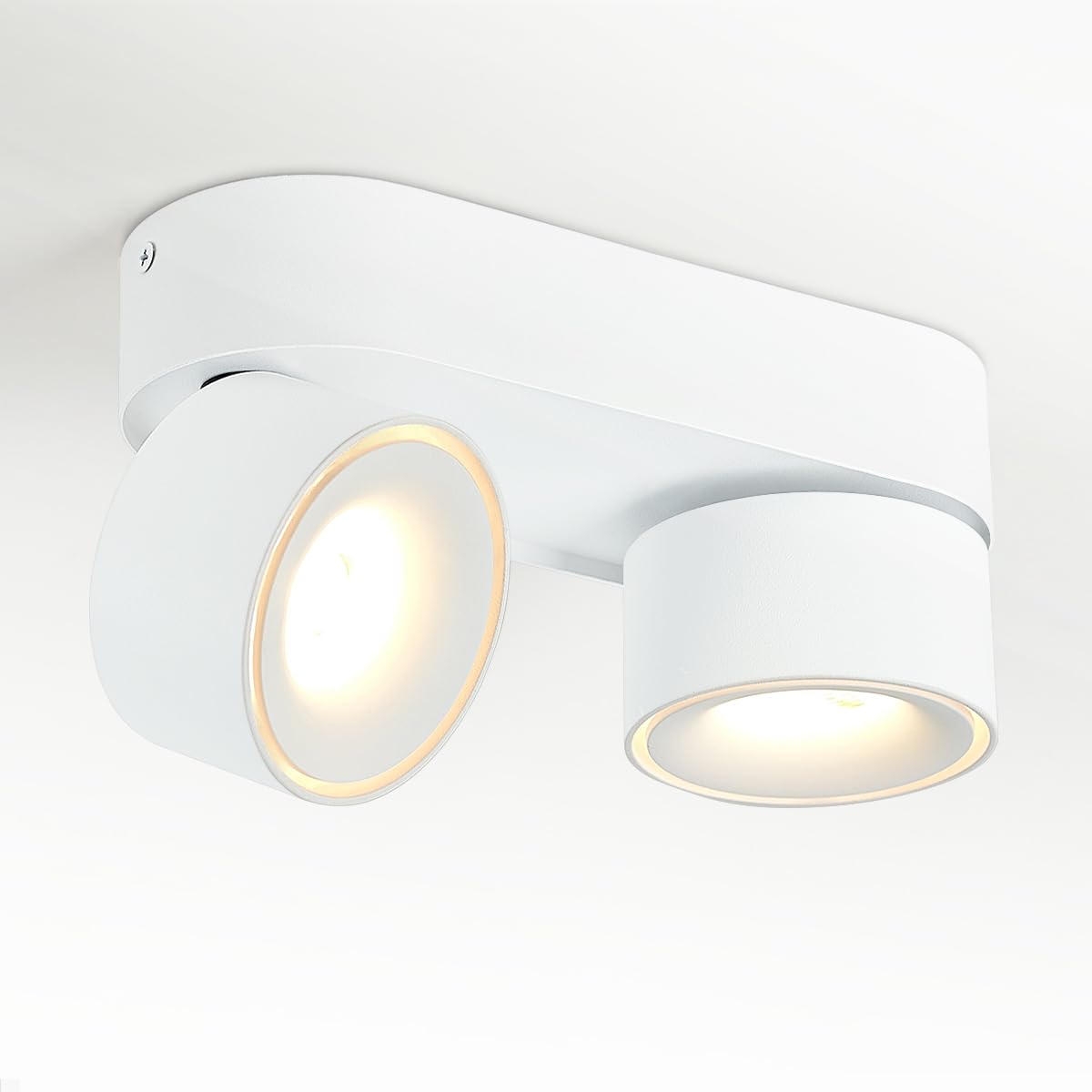 Budbuddy 2x12W LED Ceiling Spotlamps Orientable Swivel Spotlights White Surface Mounted Downlight Modern Indoor Ceiling Lights for Corridor Living Room Office Shop and More 3000K