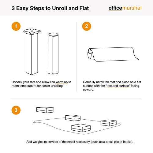 Office Marshal Polypropylene Chair Mat with Lip for Hard Floors - 30"x48" | BPA, Phthalate, Odor Free - Opaque - Thumbnail 5