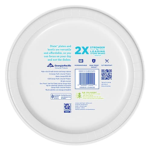 DIXIE PAPER PLATES, 10 1/16 INCH, DINNER SIZE PRINTED DISPOSABLE PLATE, 150 COUNT (1 PACK OF 150 PLATES)