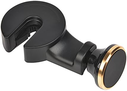 Car Headrest Hanger Mount Multi-functional Car Back Seat Phone Holder 360°Magnetic Car Hook for Cellphone iPad Bags or Clothes.(Gold)
