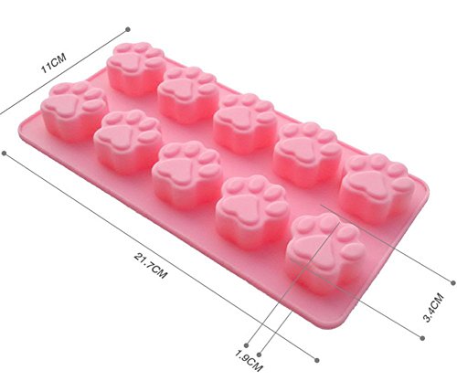 Da.Wa 10-Cavity Cat Paw Pink Cake Mold Turn Sugar Mold Hand-made Soap Mold Ice Tray Pudding Die