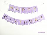 Originals Group Lavender Gold Foiled Star Happy Birthday Bunting Banner for Party Decoratins