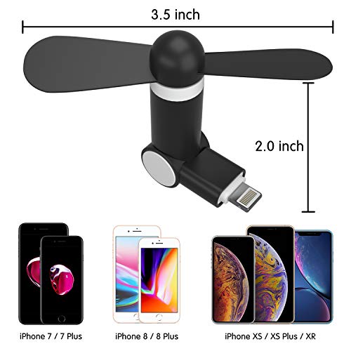 iUKUS Mini Phone Fan, [180 Rotating] Portable Mini Cooler Mobile Phone Fan Compatible with iPhone XS/XR/X/8/8+/7/7+/6, iPad, iPod (Black) - Thumbnail 5