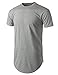 URBANCREWS Mens Hipster Hip Hop Basic Longline Crewneck T-Shirt w/Zipper Trim