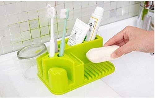 WHOLE MART Storage Box Bathroom Toothbrush Toothpaste Holder Soap Rack Plastic Toiletries Container