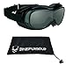 Motorcycle Safety Goggles Over Rx Prescription Glasses, Black Frames, Dual Foam