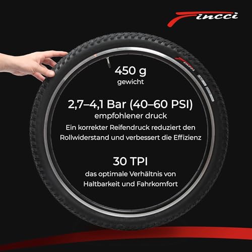 Fincci MTB Tyre 27.5 – Folding Tyre Set 27.5 x 2.10 Inches 54-584 with 2 Presta Chambers, Oncamp Tyres for Road Bike, Mountain Bike, and Bicycle, Pack of 2 Accessories