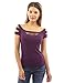 PattyBoutik Women Cut Out Stretch Blouse Top (Dark Purple Medium)