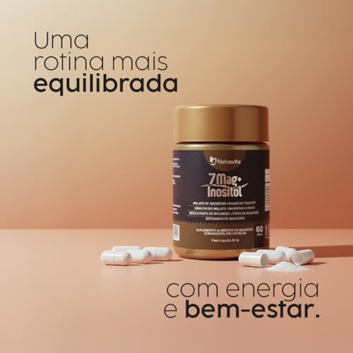Kit 3 und. 180 cápsulas. 7 Magnésios + Inositol. Dimalato Taurato Citrato Bisglicinato Complexo Quelato Alta Absorção