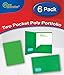 NEW GENERATION - Heavy Duty Plastic 2 Pocket Folder, 6 Pack Assorted Primary Colors Poly Folders for Letter Size Papers, Includes Business Card Slot, Great to use at School, Home, Work and Storage