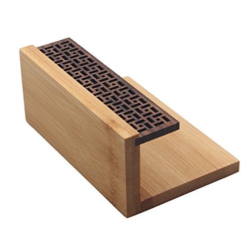 BangQiao Handmade Bamboo Wooden Business Name Cards Display Stand Holder for Desk, Home and Office - Thumbnail 2