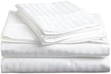 Cenizas Queen Pure-Cotton Pillow Case Covers - (2-Pack, each 20 inches x 30 inches, White Stripe) 100% Cotton for Maximum Softness and Easy Care, Elegant Double-Stitched Tailoring