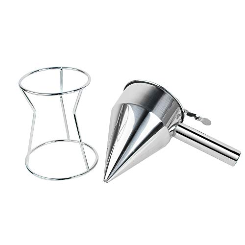 Denshine Donut Cupcake Waffle Batter Dispenser Funnel, Confectionery Funnel, Pancake Batter Dispenser Maker Helper With Rack Home Kitchen DIY Baking Decorating Tool Funnel 1000ml Stainless Steel